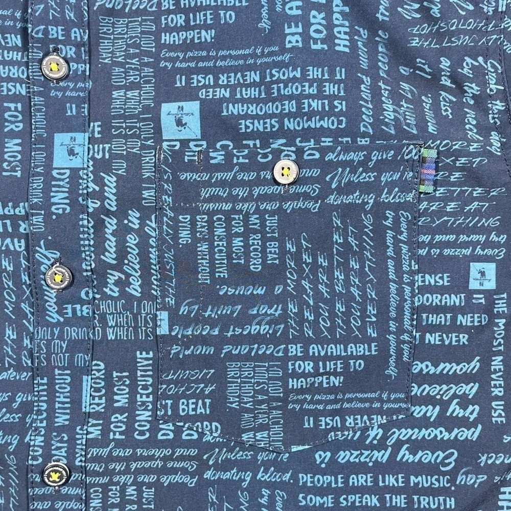 William Murray Golf Button Up Shirt Mens Large Navy Blue Typography Print - Picture 4 of 16
